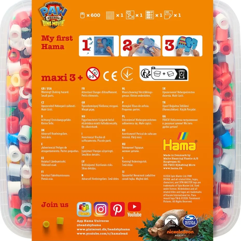 Hama Maxi Sett – Perler og brett – Paw Patrol Dino Movie