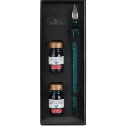 Herbin Glasspenn Sett – Glasspenn og to blekkhus – Grønn