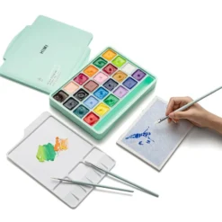 HIMI Jelly Cup Gouache Sett 24stk + 3 pensler – Grønn