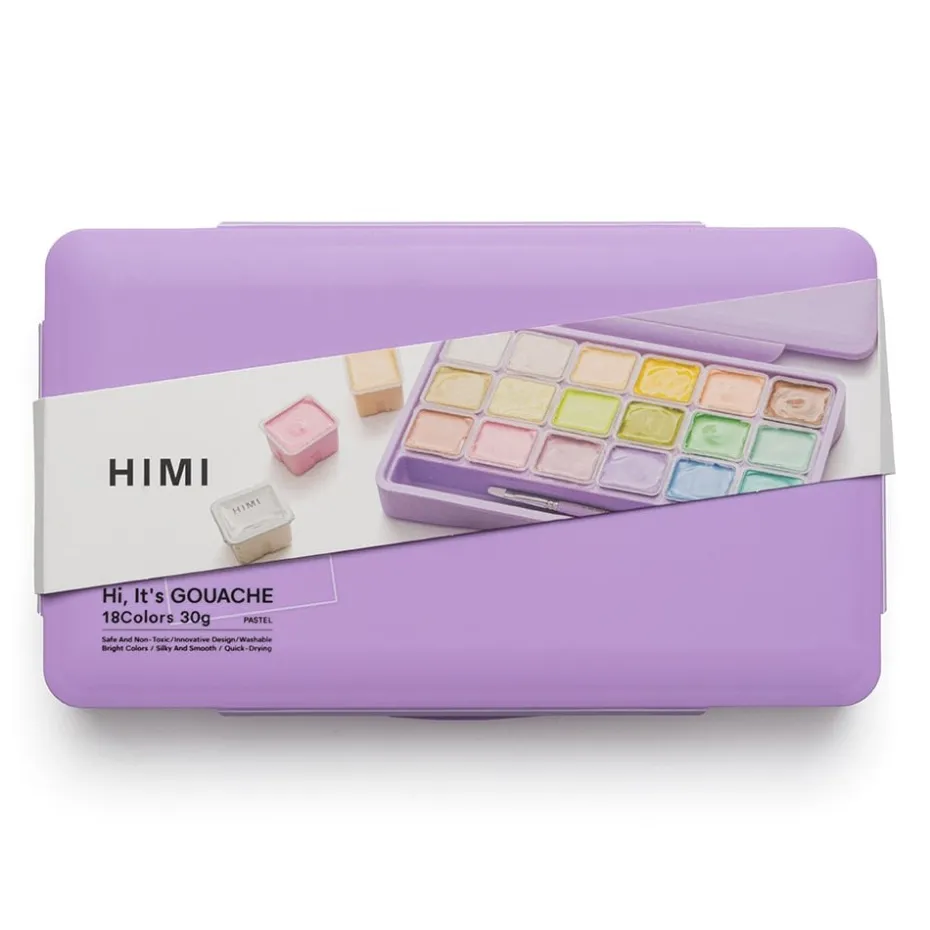 HIMI Jelly Cup Gouache Sett 18stk Pastell +3 pensler – Lilla