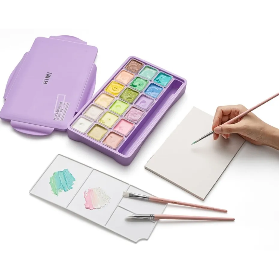 HIMI Jelly Cup Gouache Sett 18stk Pastell +3 pensler – Lilla