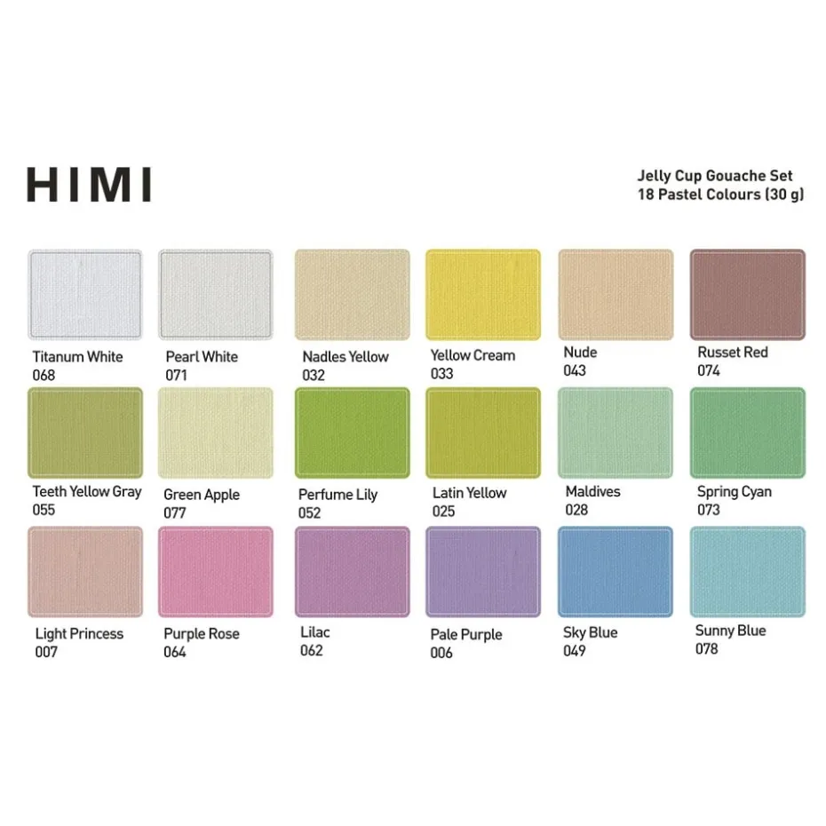 HIMI Jelly Cup Gouache Sett 18stk Pastell +3 pensler – Lilla