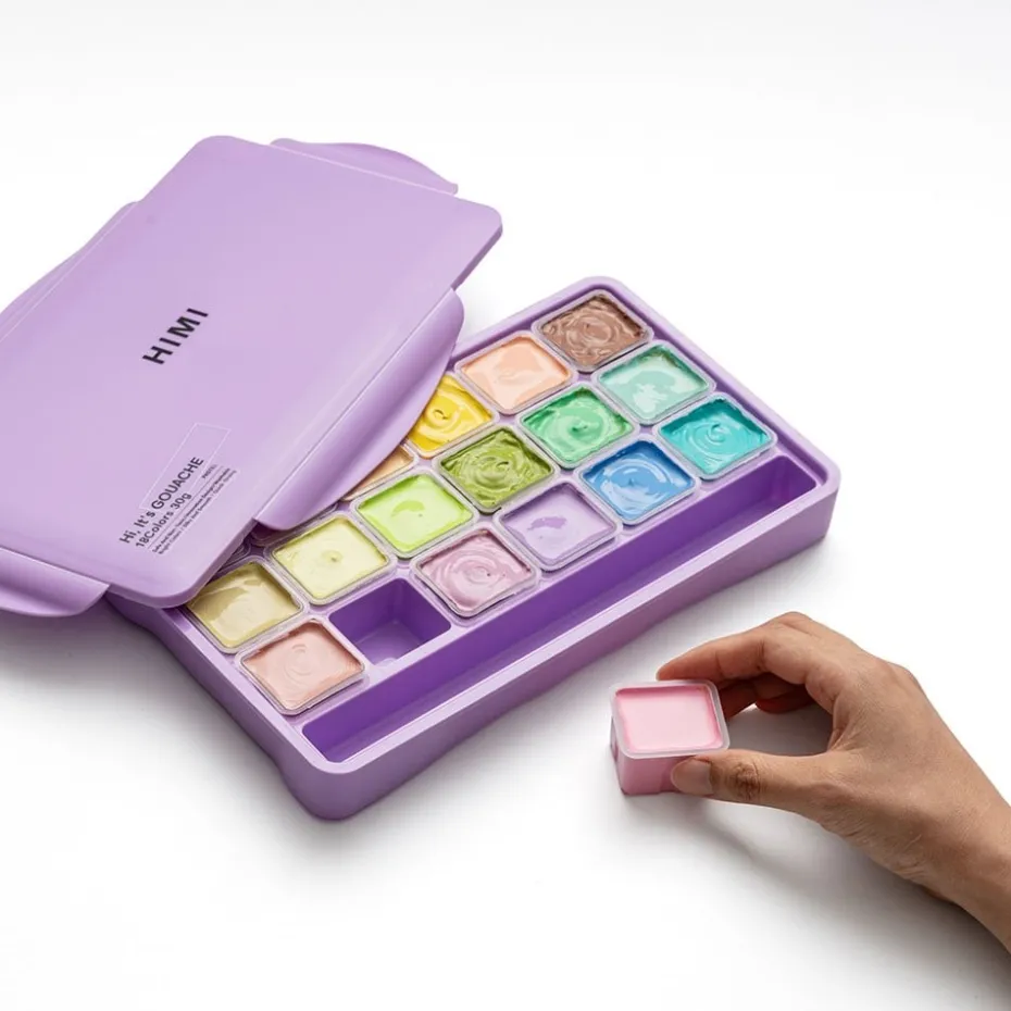 HIMI Jelly Cup Gouache Sett 18stk Pastell +3 pensler – Lilla