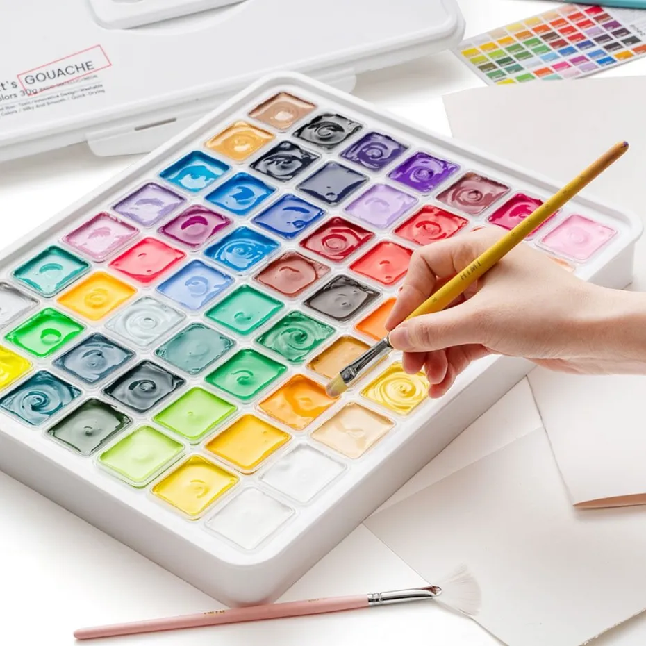 HIMI Jelly Cup Gouache Sett 56stk – Hvit