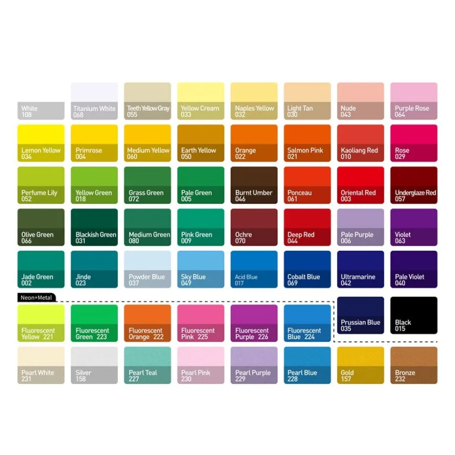 HIMI Jelly Cup Gouache Sett 56stk – Hvit