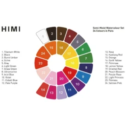 HIMI Semi-Moist Watercolour Akvarell Sett – 24stk + pensel