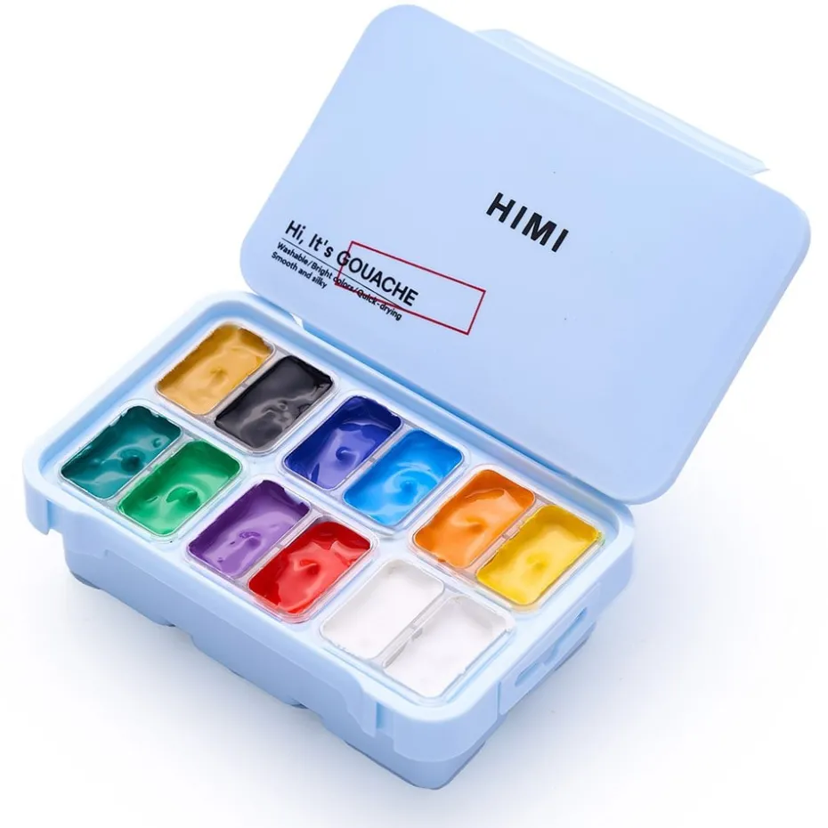 HIMI Twin Cup Gouache Sett Ice Blue 12stk – Basic