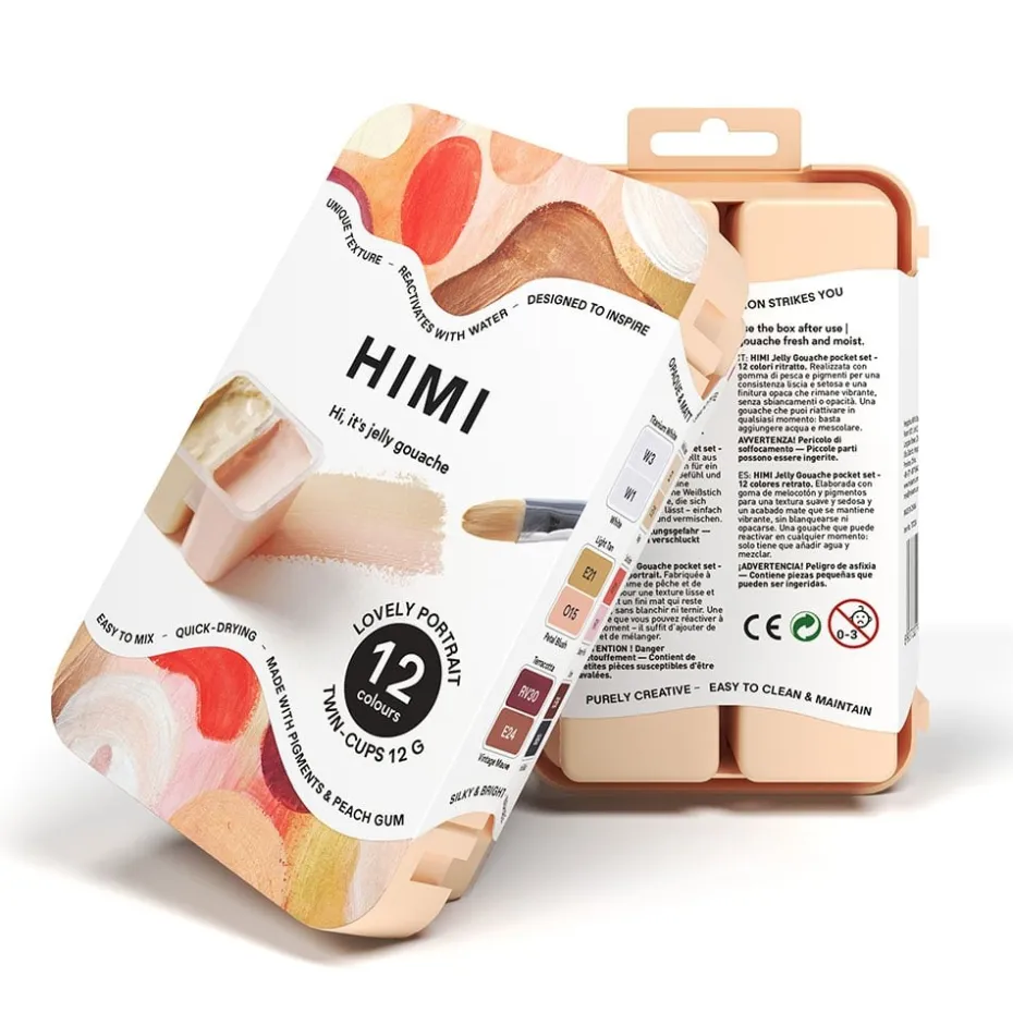 HIMI Twin Cup Gouache Sett Peach 12stk – Portrait