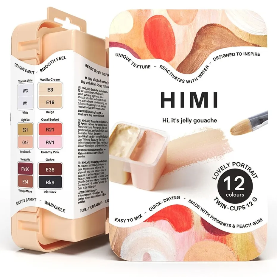 HIMI Twin Cup Gouache Sett Peach 12stk – Portrait