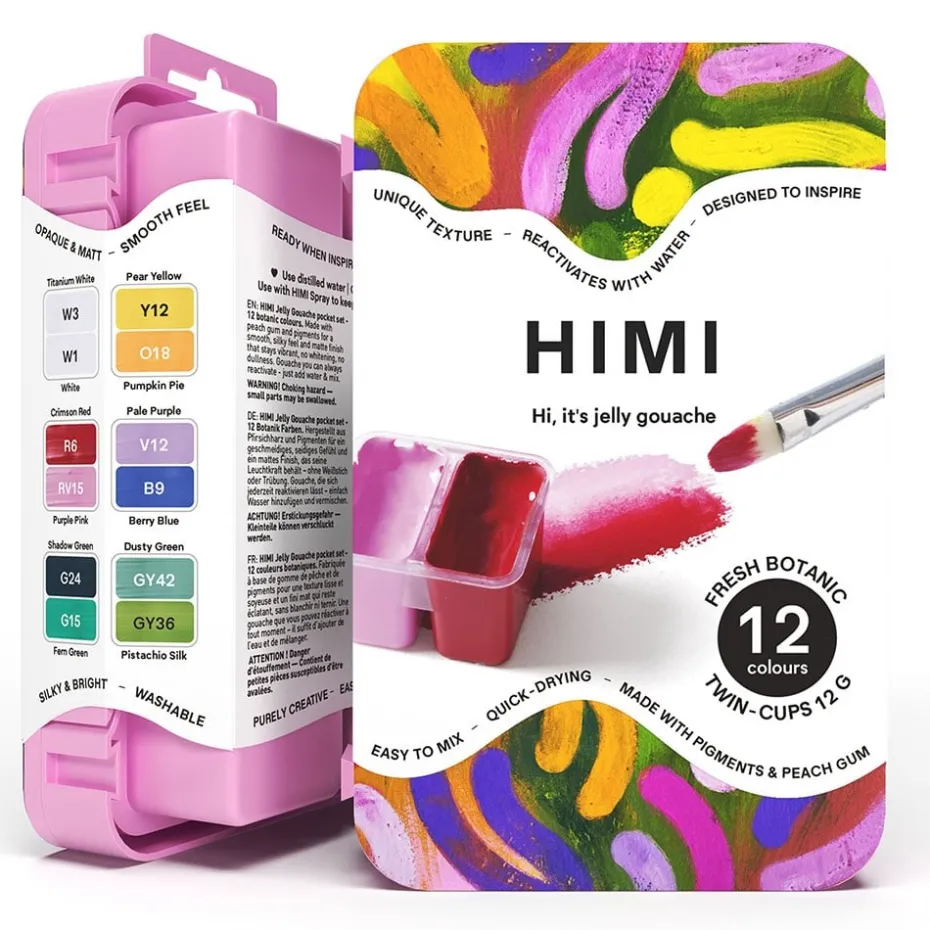 HIMI Twin Cup Gouache Sett Pink 12stk – Botanic