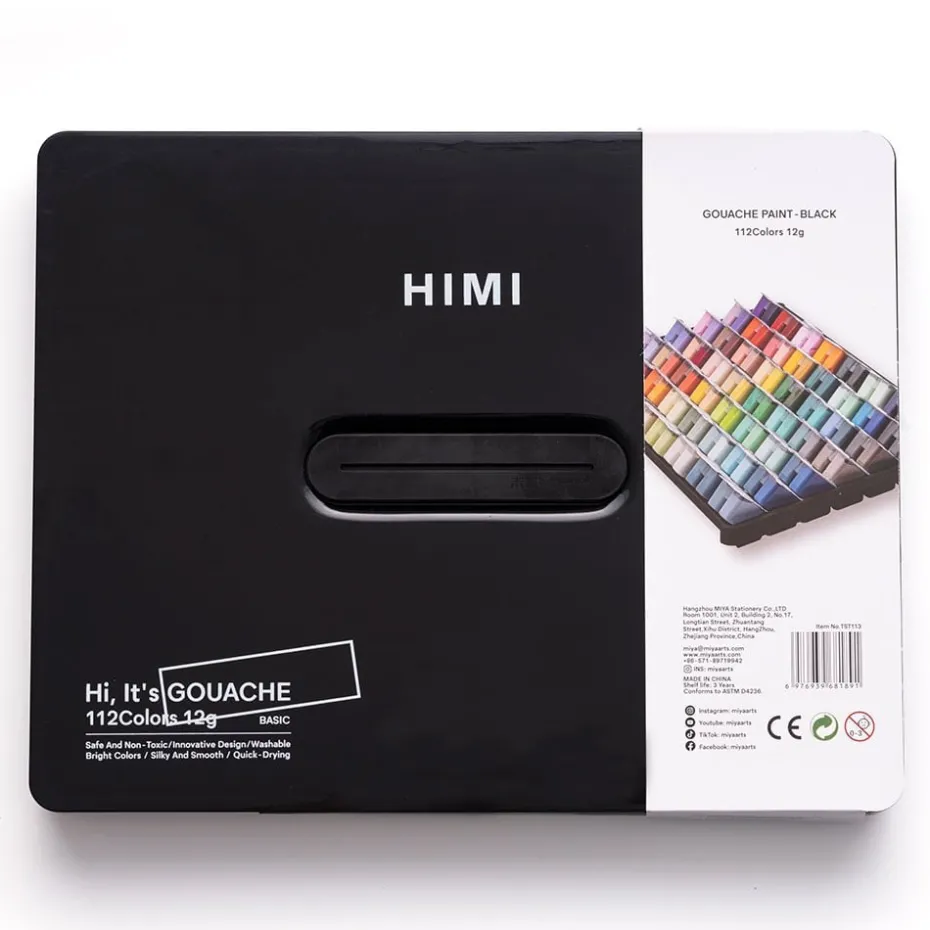 HIMI Twin Cup Gouache Sett 112stk – Sort