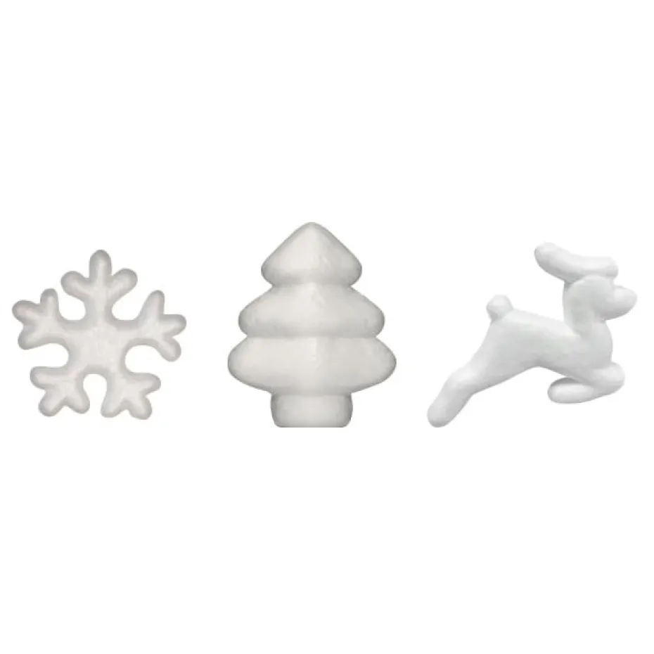 Isopor – Reinsdyr/Snøflak/Juletre-mix – 30stk