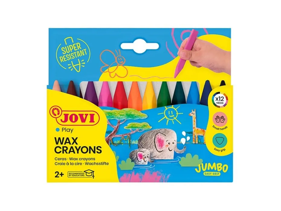 Jovi Wax Crayons fettstift – Jumbo Easy Grip – 12 farger
