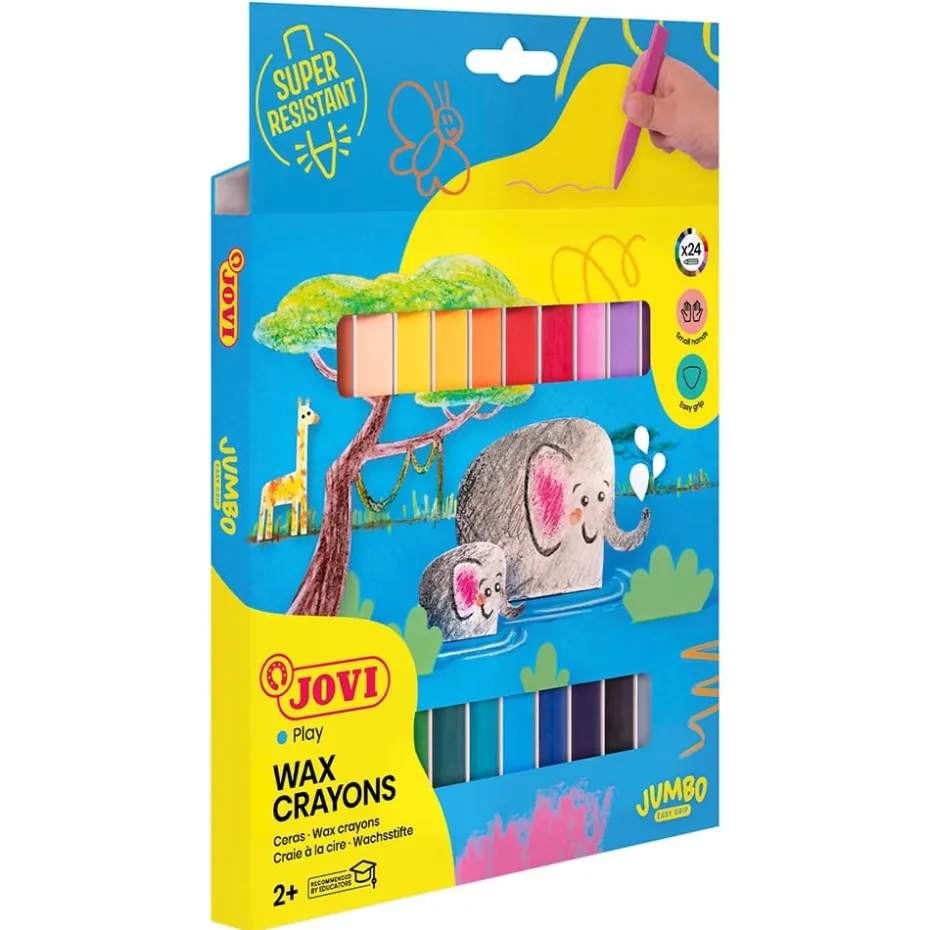 Jovi Wax Crayons fettstift – Jumbo Easy Grip – 24 farger