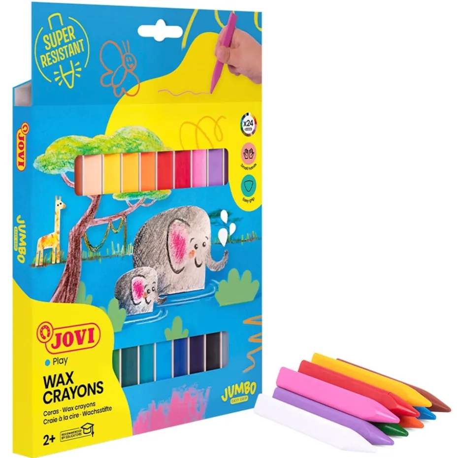 Jovi Wax Crayons fettstift – Jumbo Easy Grip – 24 farger