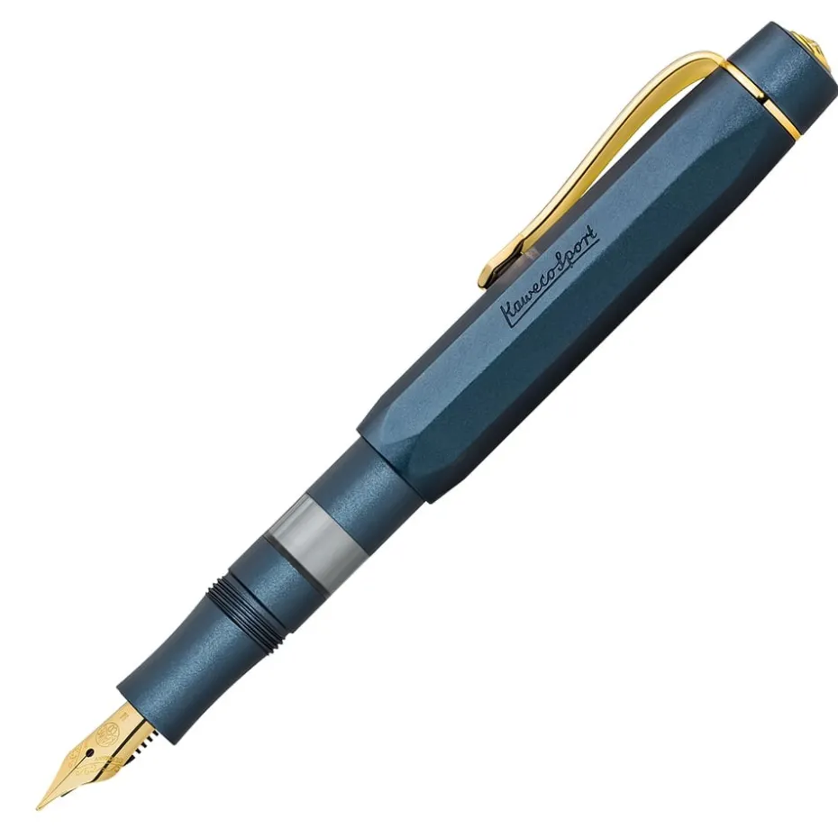 Kaweco Piston Sport Al Fyllepenn – F 0.7mm Navy/Gold