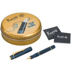 Kaweco Piston Sport Al Fyllepenn Set – M 0.9mm Navy/Gold