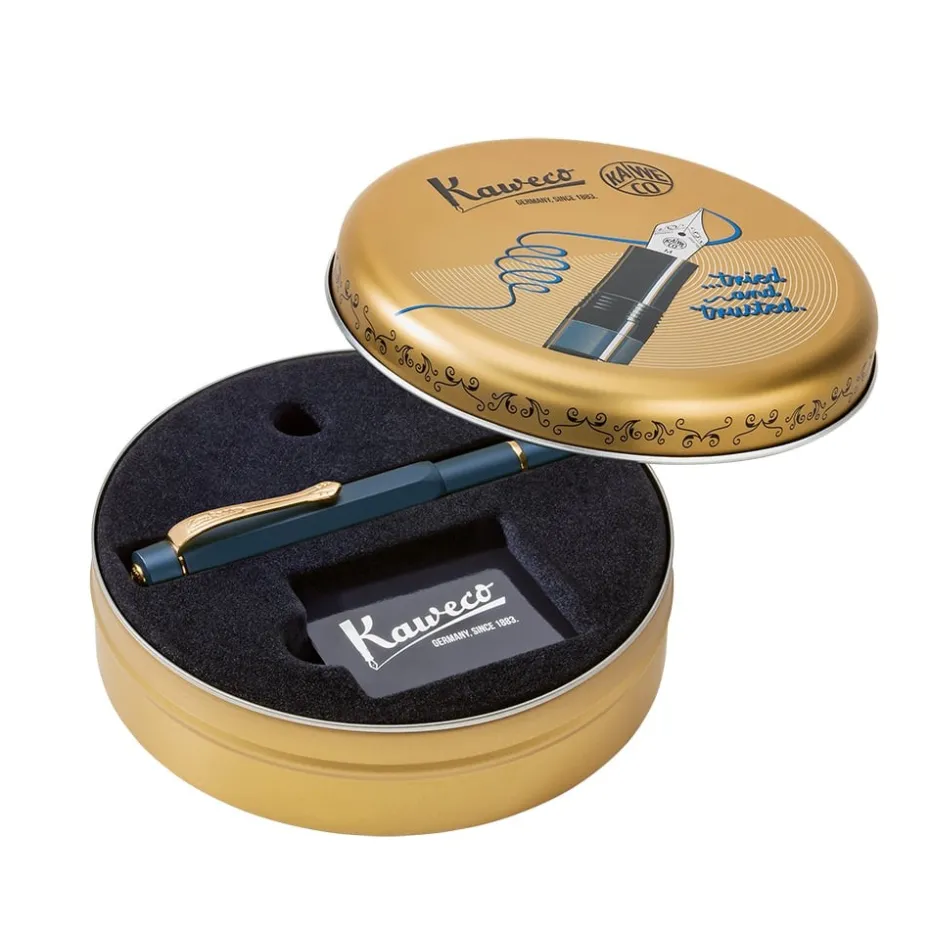 Kaweco Piston Sport Al Fyllepenn Set – M 0.9mm Navy/Gold