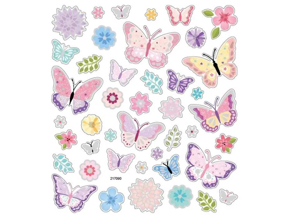 Klistremerker – Sommerfugler og blomster