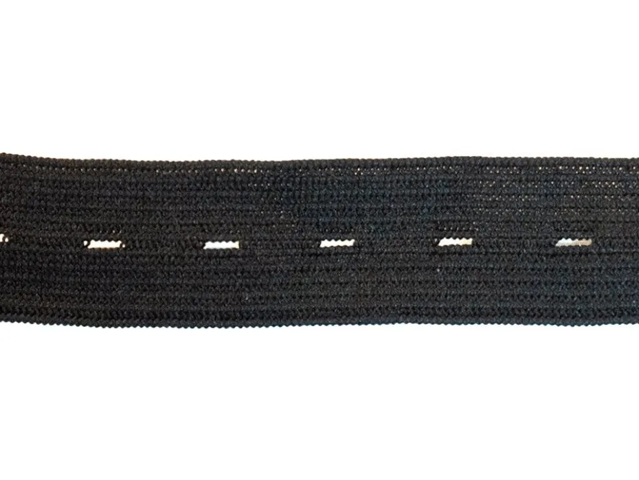 Knappehullstrikk – 25m 19mm – Sort