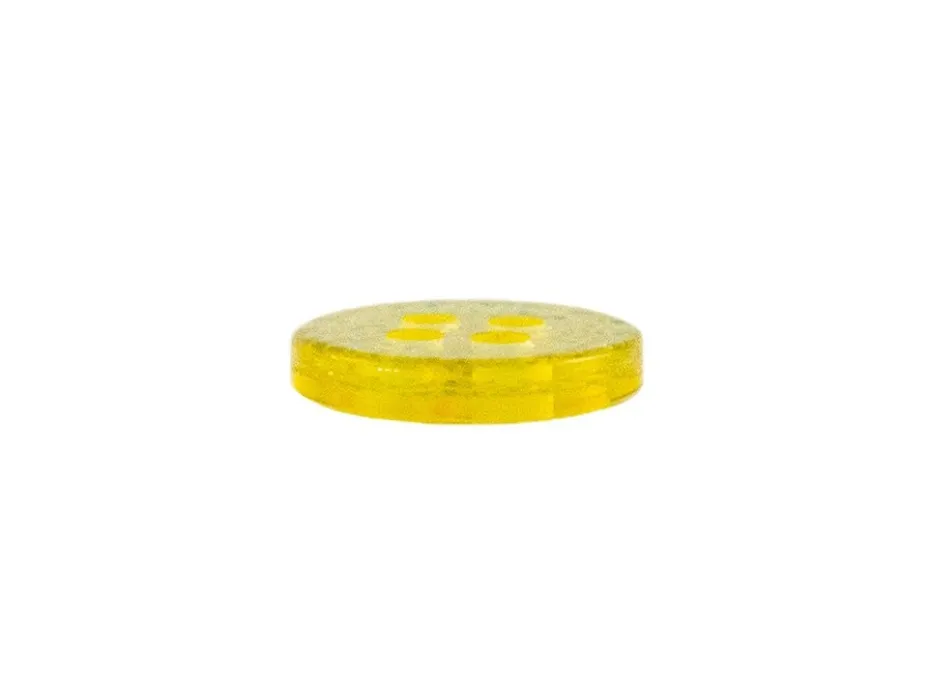 Knapp Rund – Glitter – 4-hull 13mm – Gul