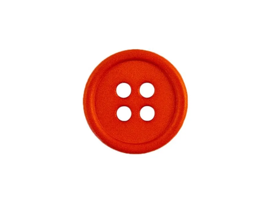 Knapp – Rund – 4-hull 15mm – Rød
