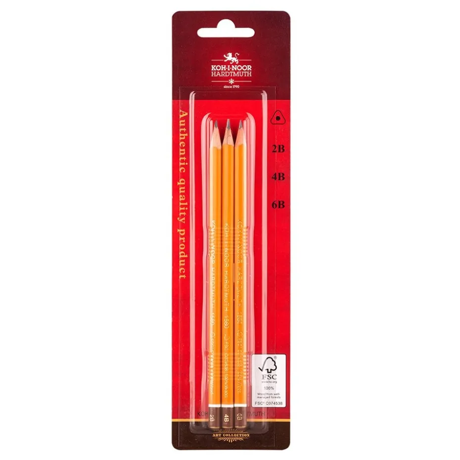 Koh-i-noor Grafittblyant Sett trekantet 3stk – 2B, 4B, 6B