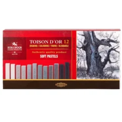 Koh-i-Noor Soft Pastellkritt Firkantet 8592 Sett – 12 Grå