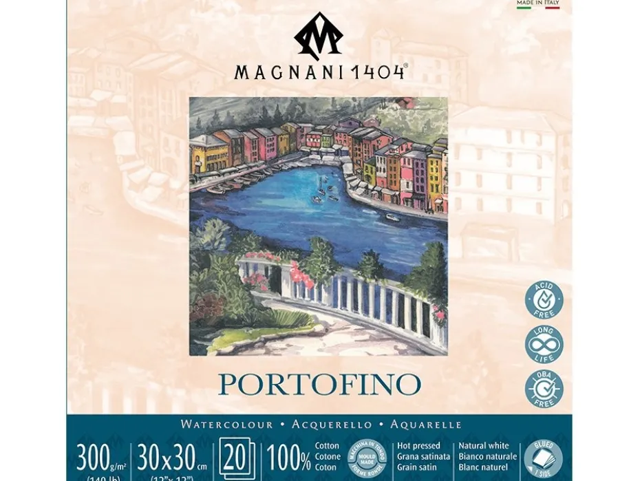 Magnani Portofino Akvarellblokk HP 300g 20ark – 30x30cm