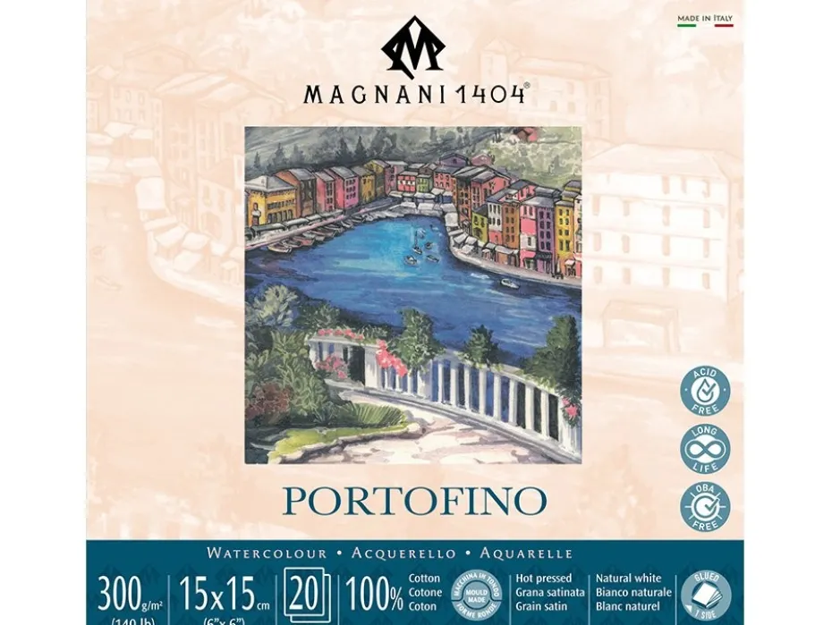 Magnani Portofino Akvarellblokk HP 300g 20ark – 15x15cm