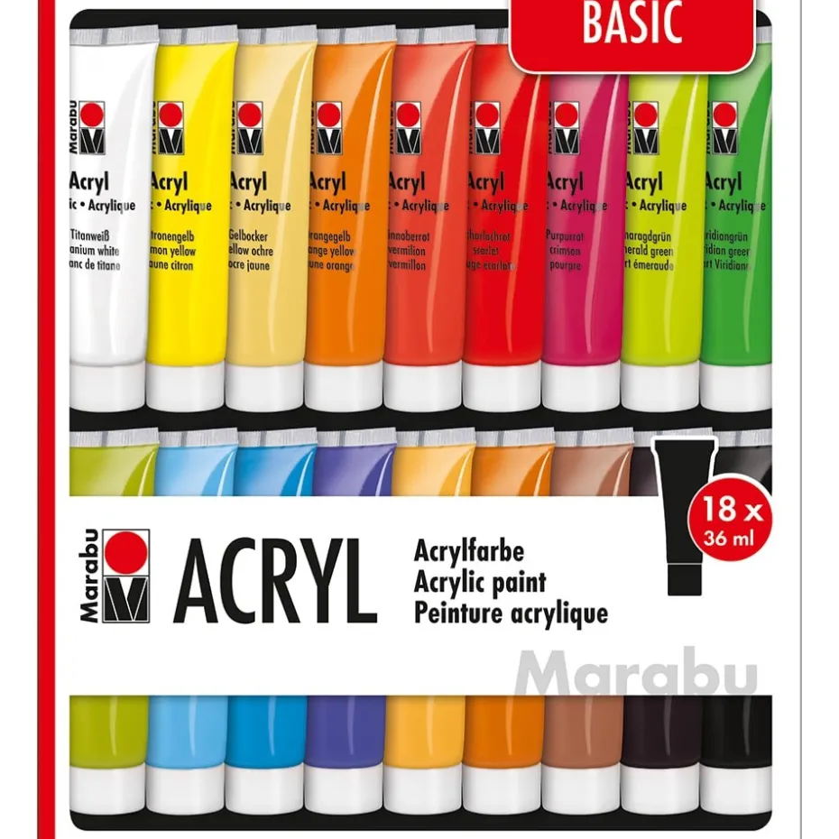 Marabu Acryl Color Malingssett 18x36ml – BASIC