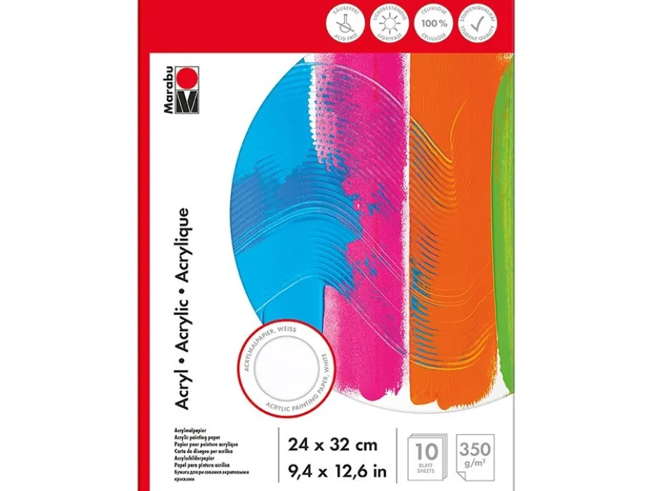 Marabu Acryl Maleblokk 350g/m – 24x32cm – 10ark