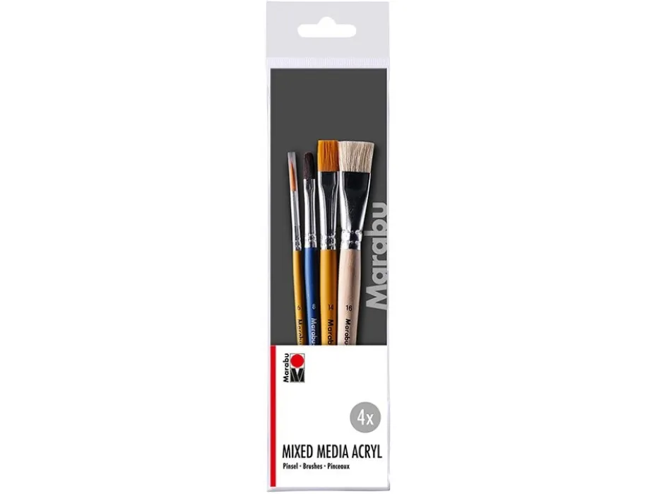 Marabu Acryl Mixed Media Penselsett – 4stk