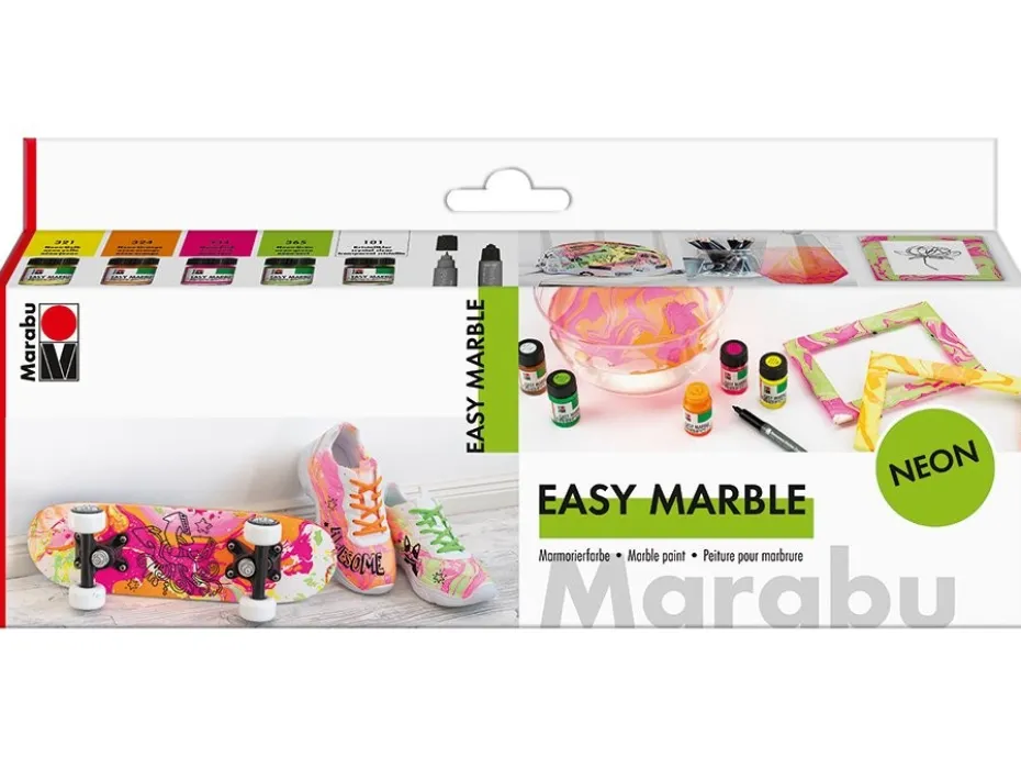 Marabu Easy Marble Marmoreringsfarge Sett – Neon