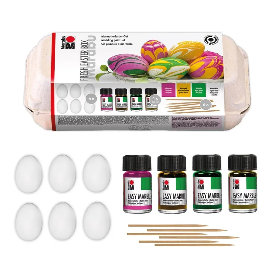 Marabu Easy Marble Marmoreringsfarge Sett – Fresh Easter Box