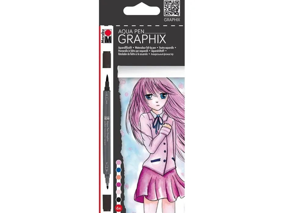 Marabu Graphix Aqua Pen – Ma Ke Manga – 6stk