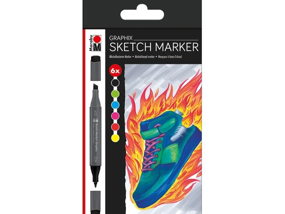 Marabu Graphix Sketch Marker – 6stk HEAT