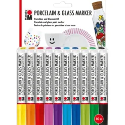 Marabu Porcelain & Glass Marker 3mm Sett – 10stk