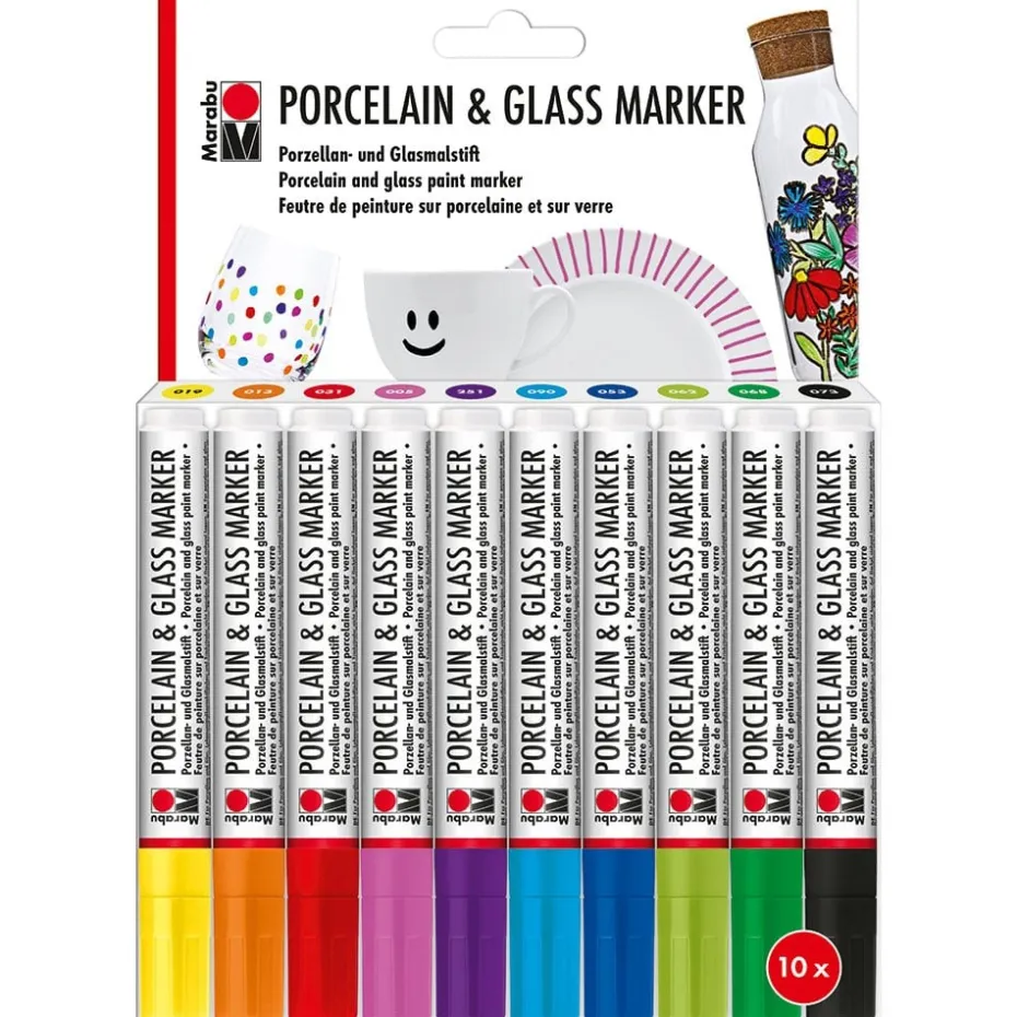 Marabu Porcelain & Glass Marker 3mm Sett – 10stk