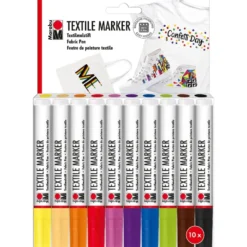 Marabu Textil Marker Tekstiltusj 3mm Sett – 10 farger
