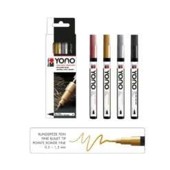 Marabu YONO Marker Sett 4stk – 0,5-1,5mm – METAL
