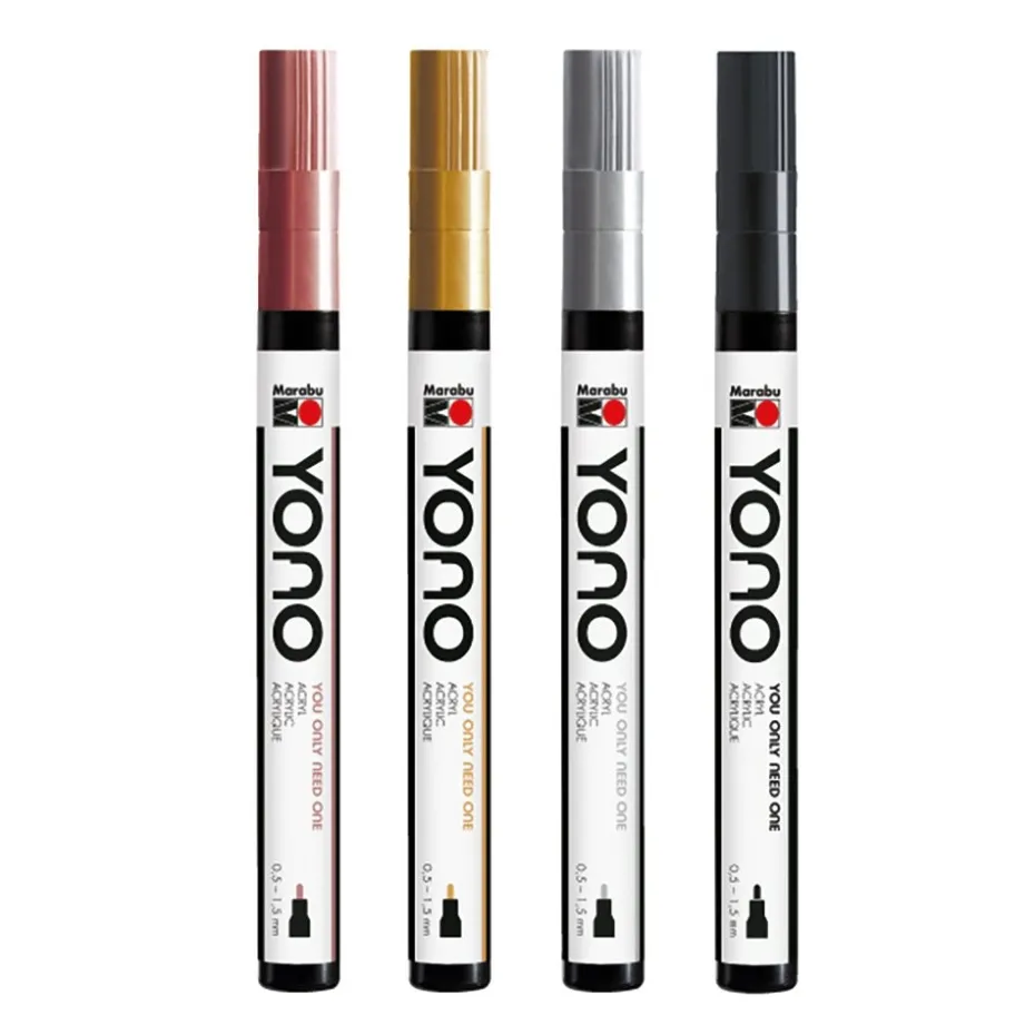 Marabu YONO Marker Sett 4stk – 0,5-1,5mm – METAL