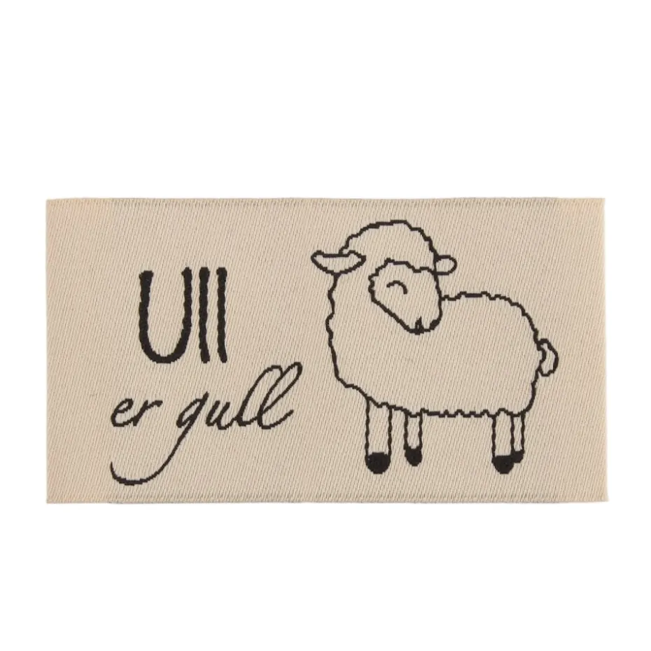 Merkelapp med tekst 35x65mm – Ull er gull