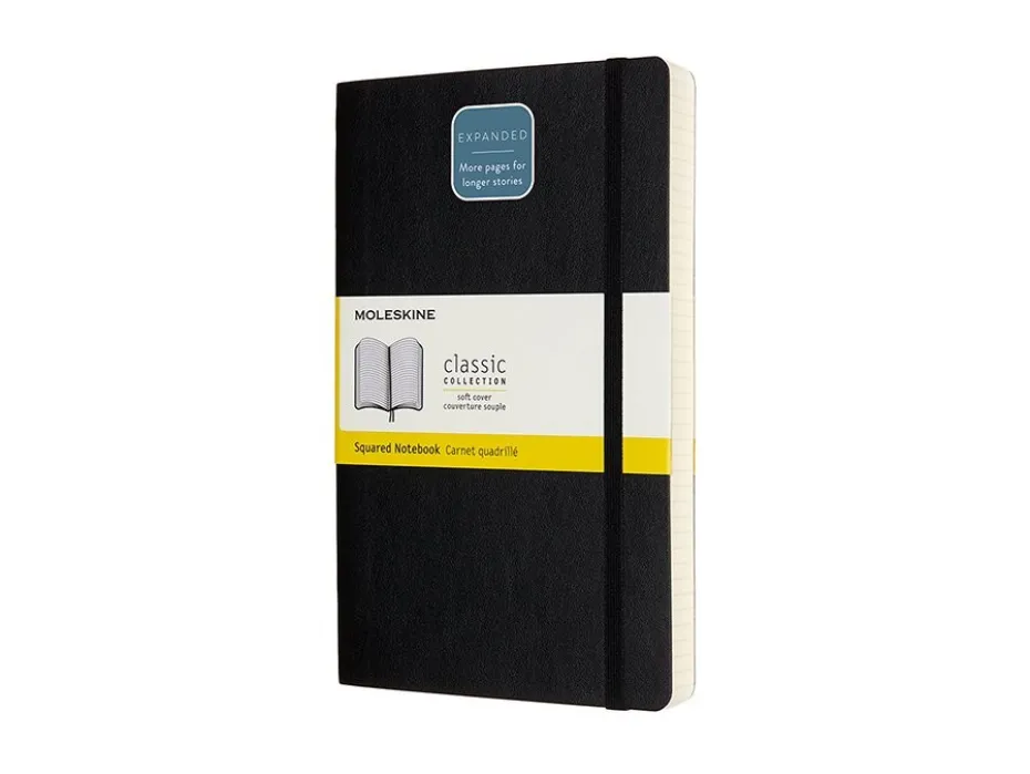 Moleskine Classic Notebook Expanded Soft L – Ruter Black