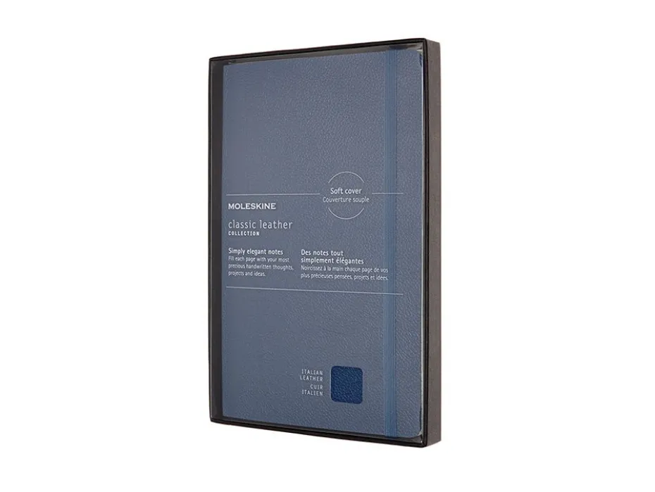 Moleskine Notebook Leather Soft L – Linjert Blue