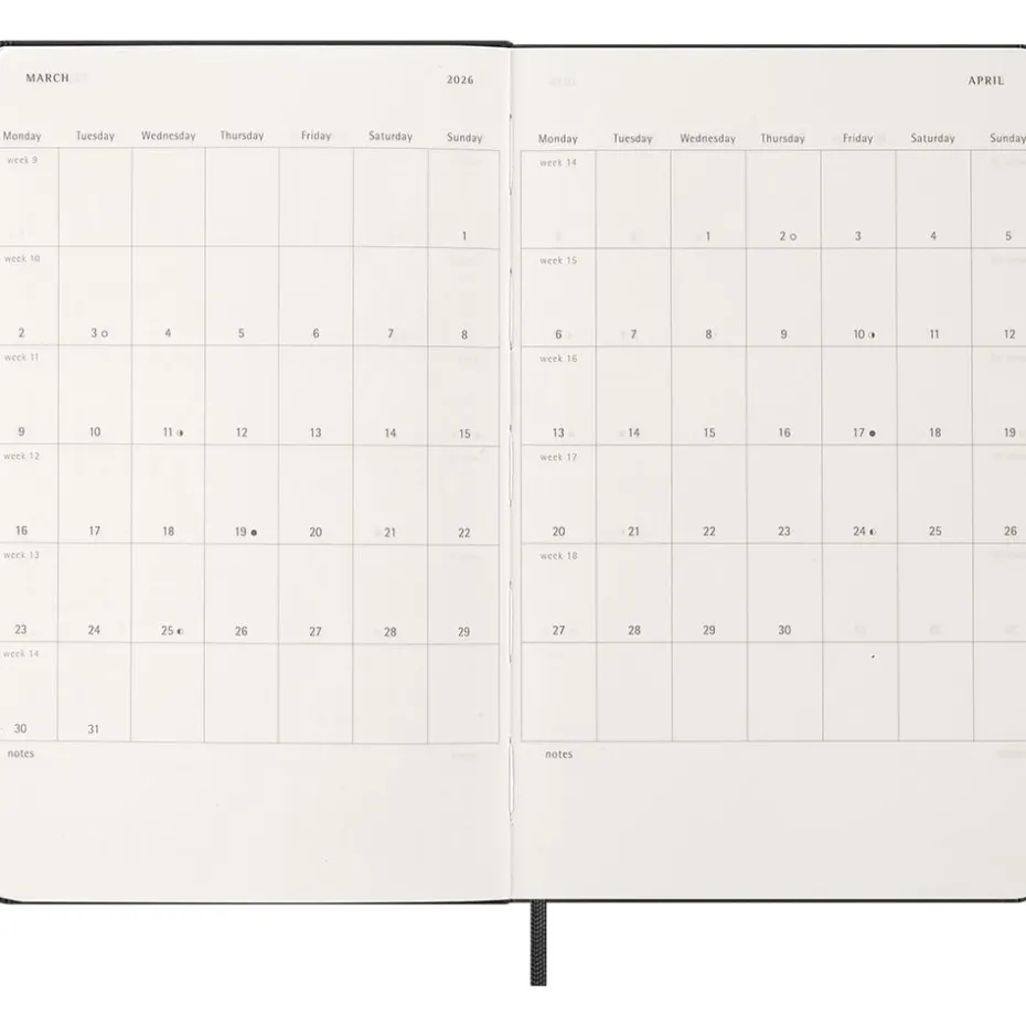 Moleskine Planner 2026 12m Hard L Dag – Black