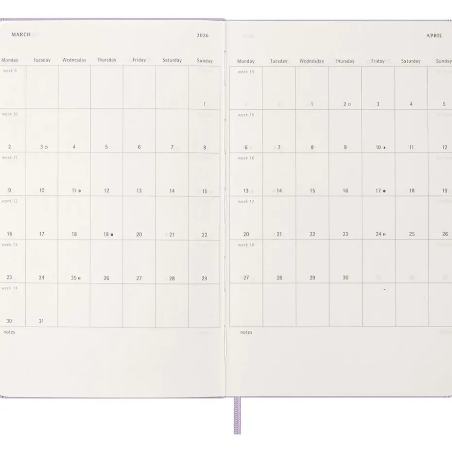 Moleskine Planner 2026 12m Hard L Dag – Pastel Lilac