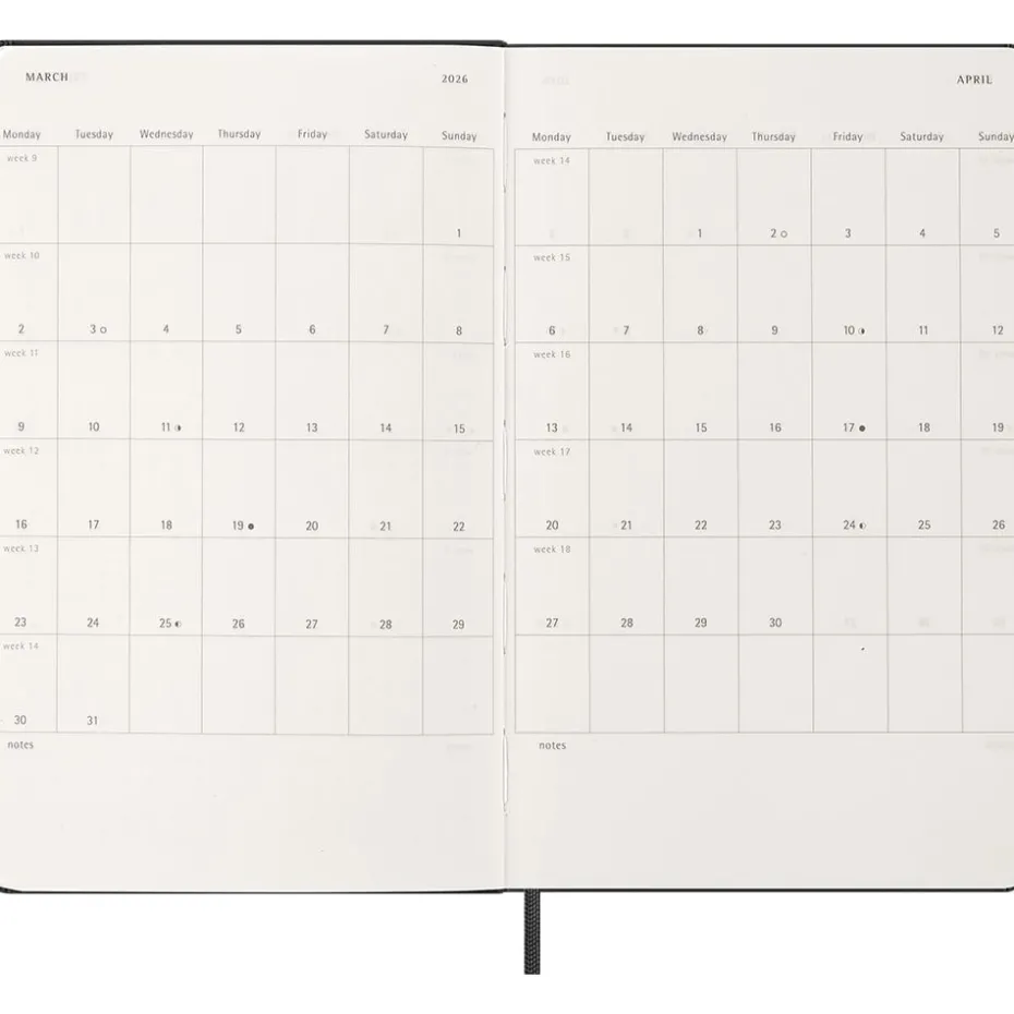 Moleskine Planner 2026 12m Hard L Uke Hor – Black