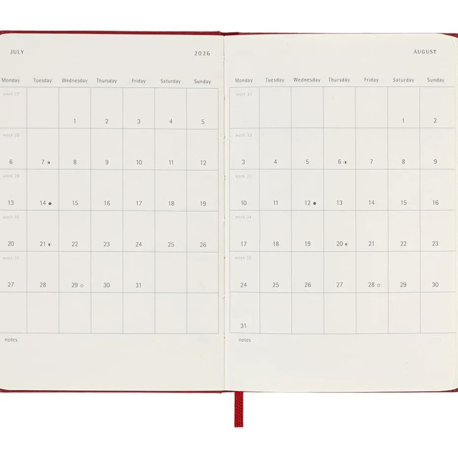 Moleskine Planner 2026 12m Hard P Uke Notat – Red