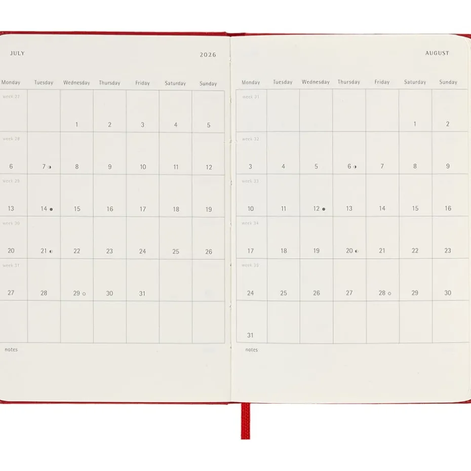 Moleskine Planner 2025/26 18m Hard P Uke Notat – Red